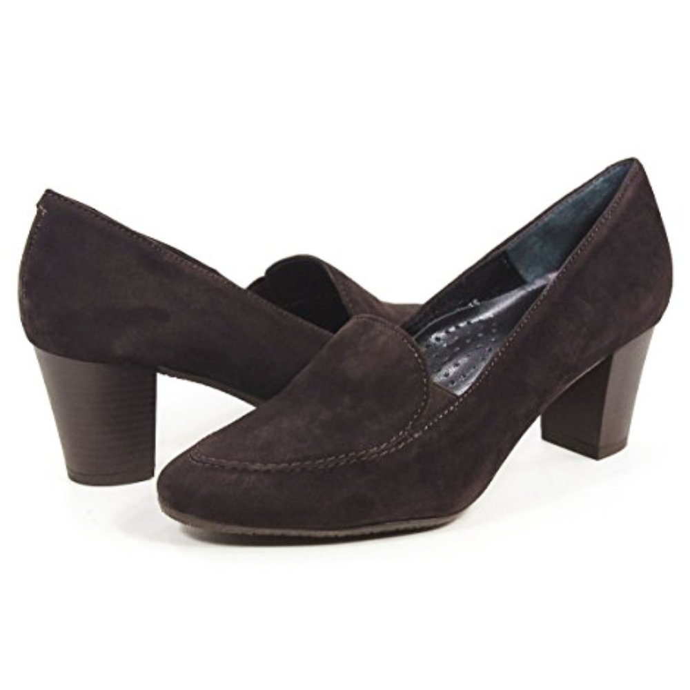 NEW Eric Michael Women Karen Suede Loafer Driving Moccasin Arch Pump Block Heel